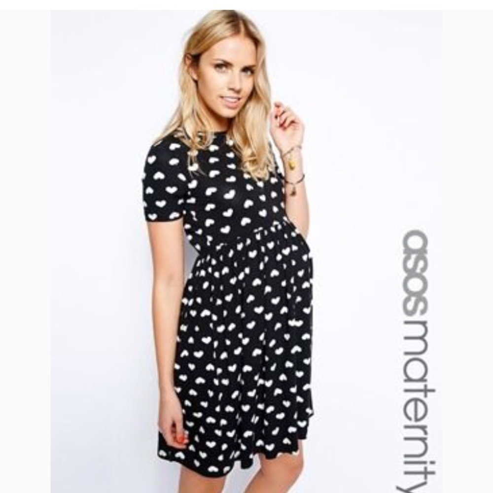 ASOS white heart polka skater maternity dress 🙌💕